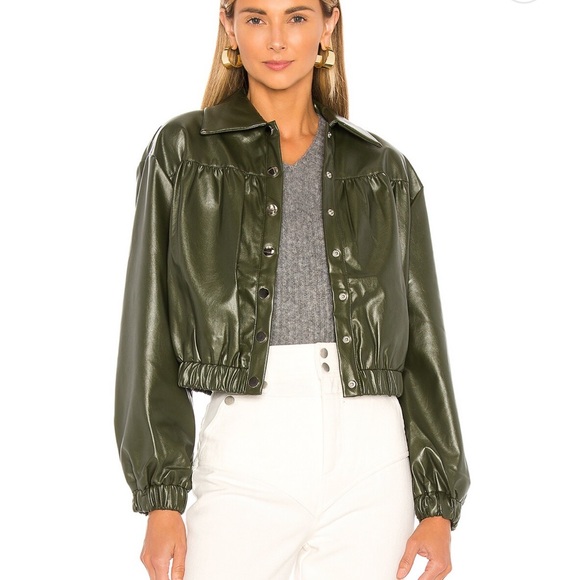 REVOLVE Jackets & Blazers - Majorelle Faux Leather Cropped Bomber Jacket
